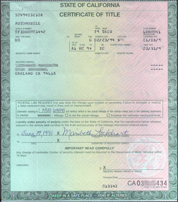 california duplicate certificate of title